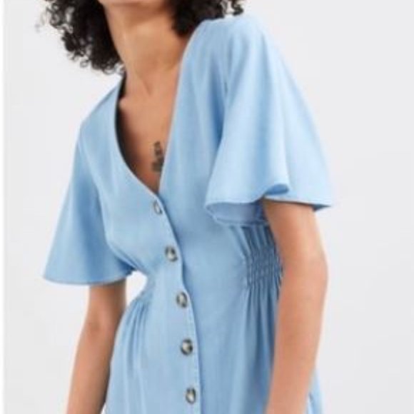 light blue button dress